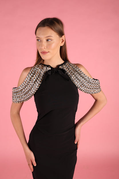 Gold and Silver Crystal Shoulder Piece