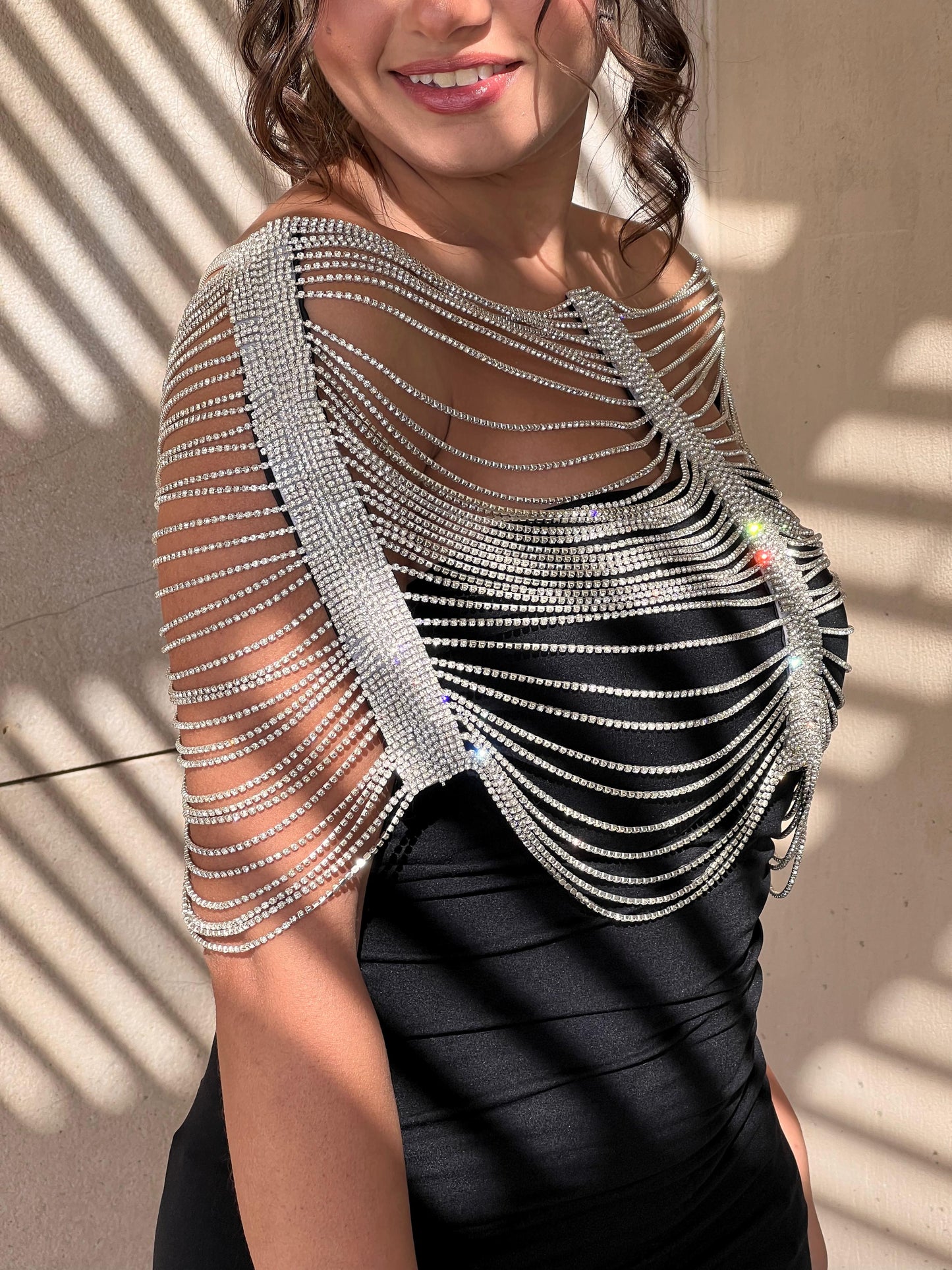 Silver draped top with adjustable straps