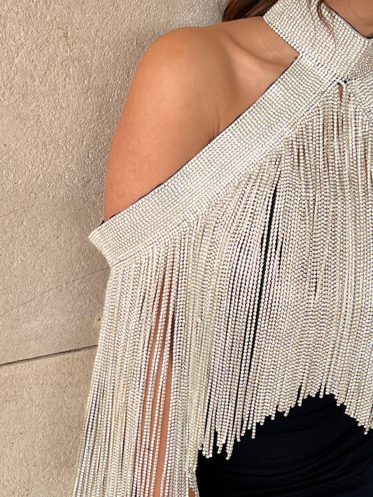 Choker-halter rhinestone fringes Pre-Order
