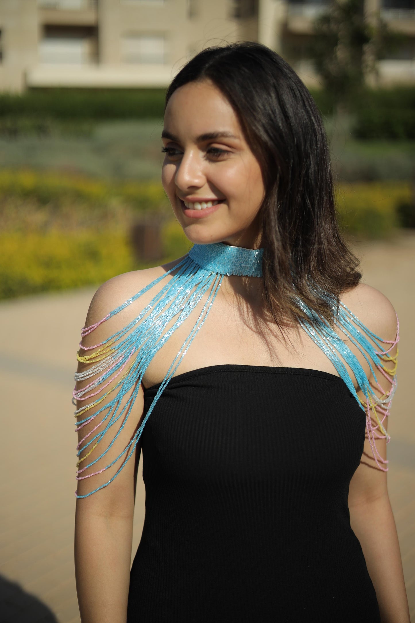 Blue hand beaded Choker