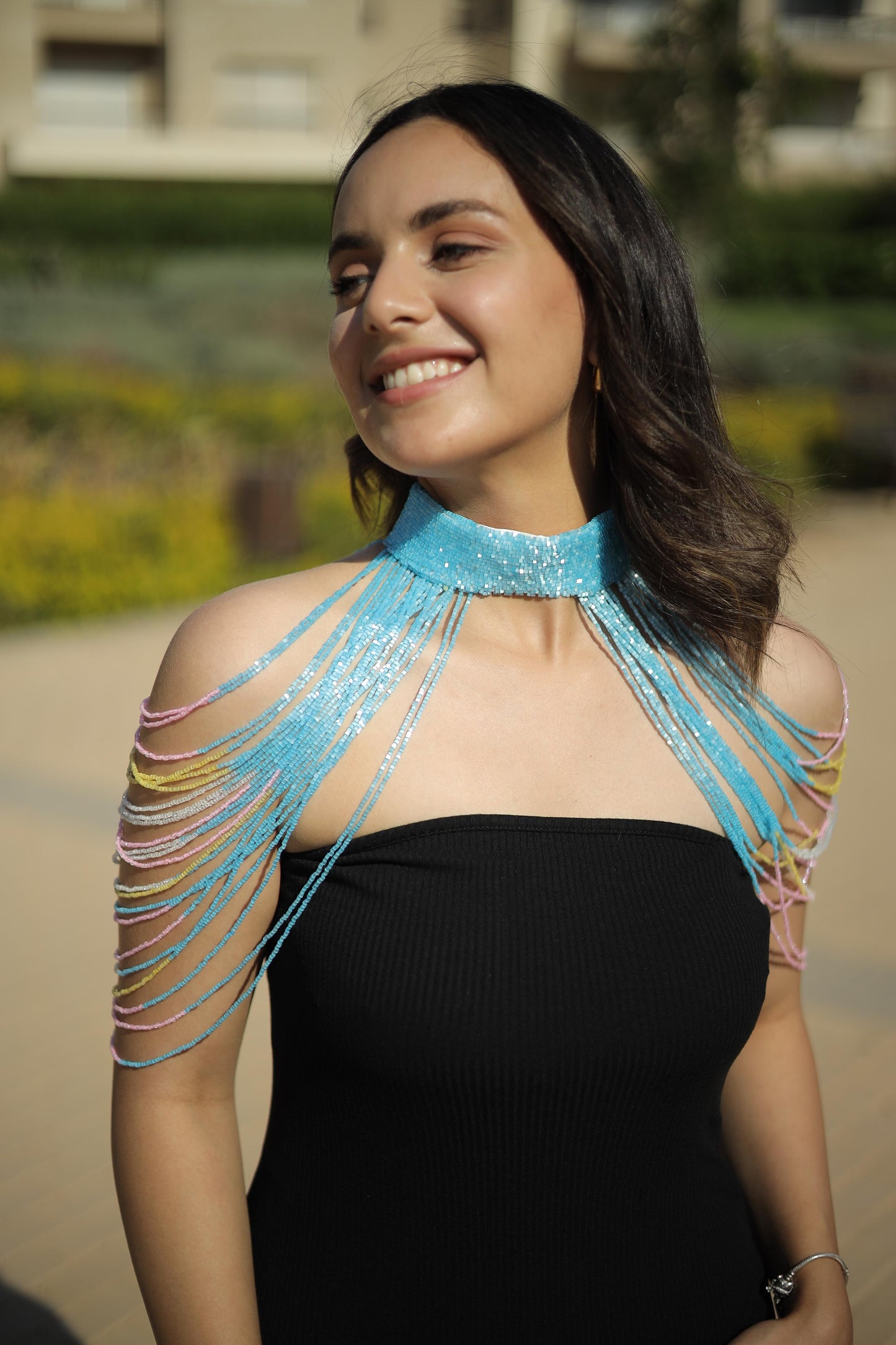 Blue hand beaded Choker