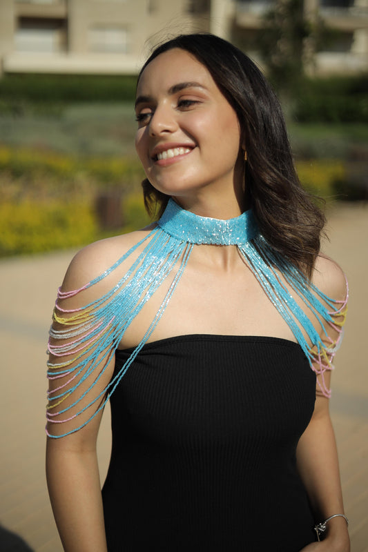 Blue hand beaded Choker