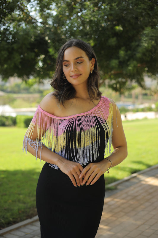 Colored Fringes cape- Free size