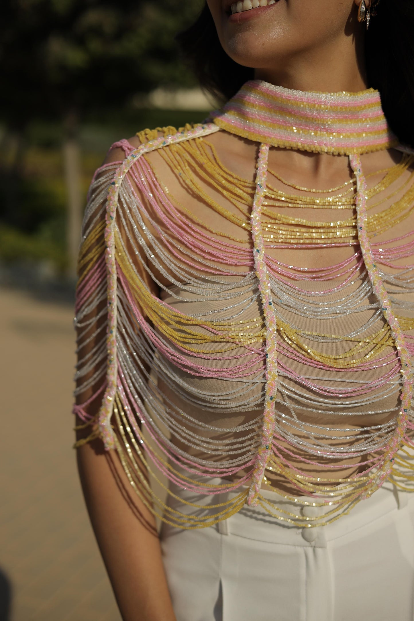 Colored tassel top with a choker-Size 38