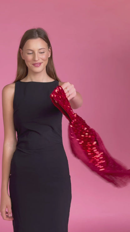 Statement Red Sequin Fringe Bag